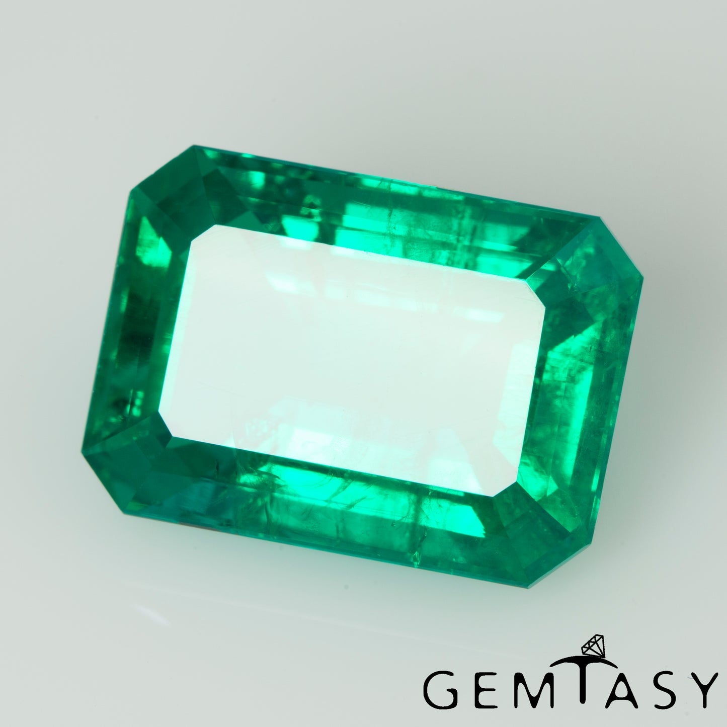 Cut stone - Emerald Colombian hydrothermal lab grown, facet Octagon 14x10mm 6.8ct