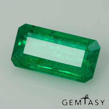 Cut stone - Emerald Colombian hydrothermal lab grown, facet Octagon 14x7mm 3.58ct