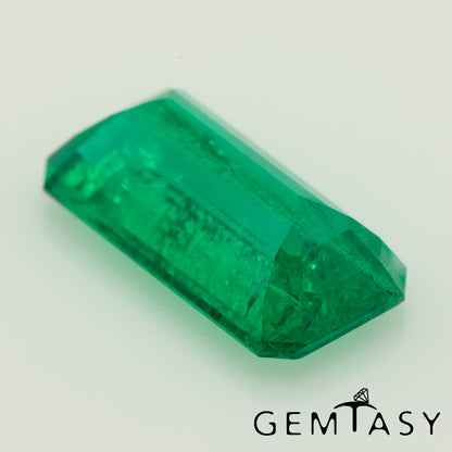 Cut stone - Emerald Colombian hydrothermal lab grown, facet Octagon 14x7mm 3.58ct