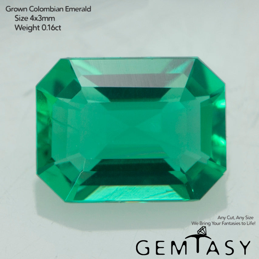 Piedra tallada - Esmeralda cultivada en laboratorio hidrotermal colombiano, faceta Octágono 4x3mm 0,13-0,16ct