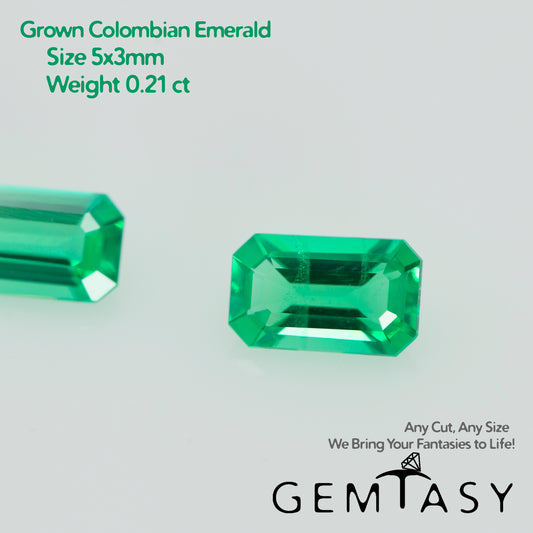 Pierre de taille - Émeraude colombienne cultivée en laboratoire, facette Octogone 5x3mm 0.21ct