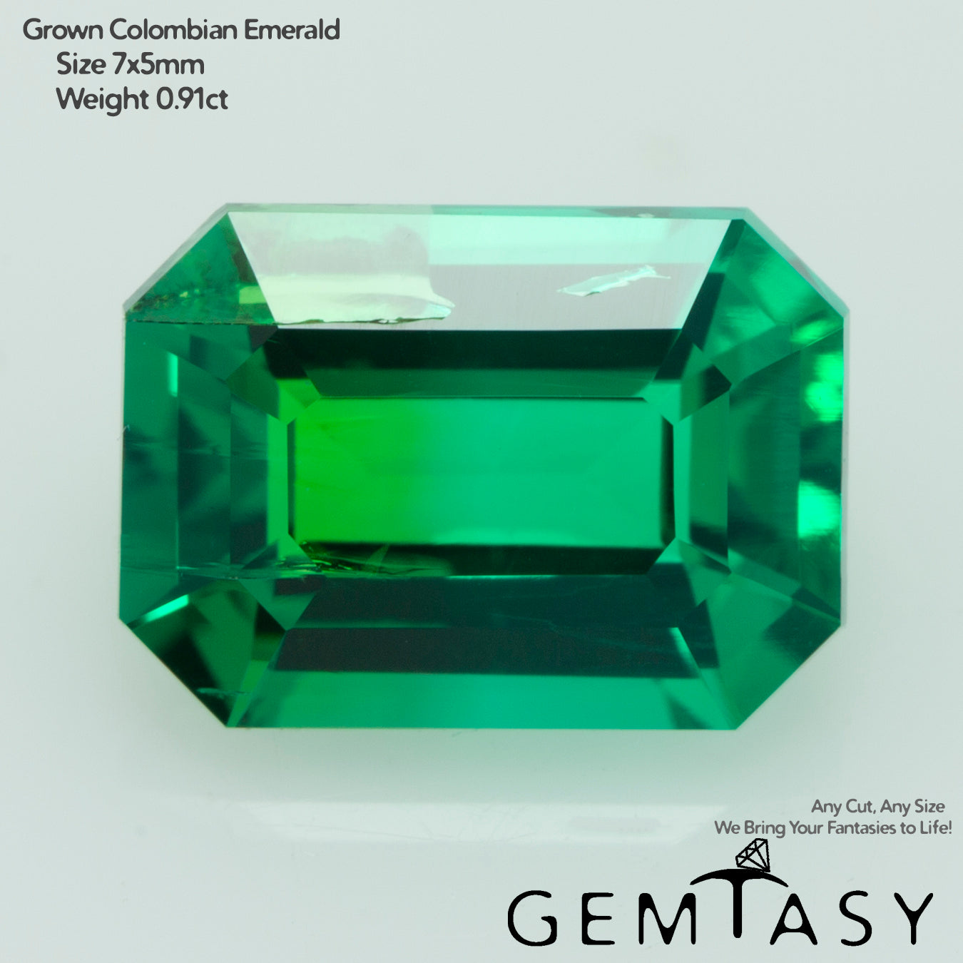 Extraña Piedra tallada - Esmeralda cultivada en laboratorio hidrotermal colombiano, faceta Octágono 7x5mm 0,86-0,95ct