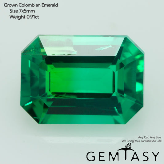 Extraña Piedra tallada - Esmeralda cultivada en laboratorio hidrotermal colombiano, faceta Octágono 7x5mm 0,86-0,95ct