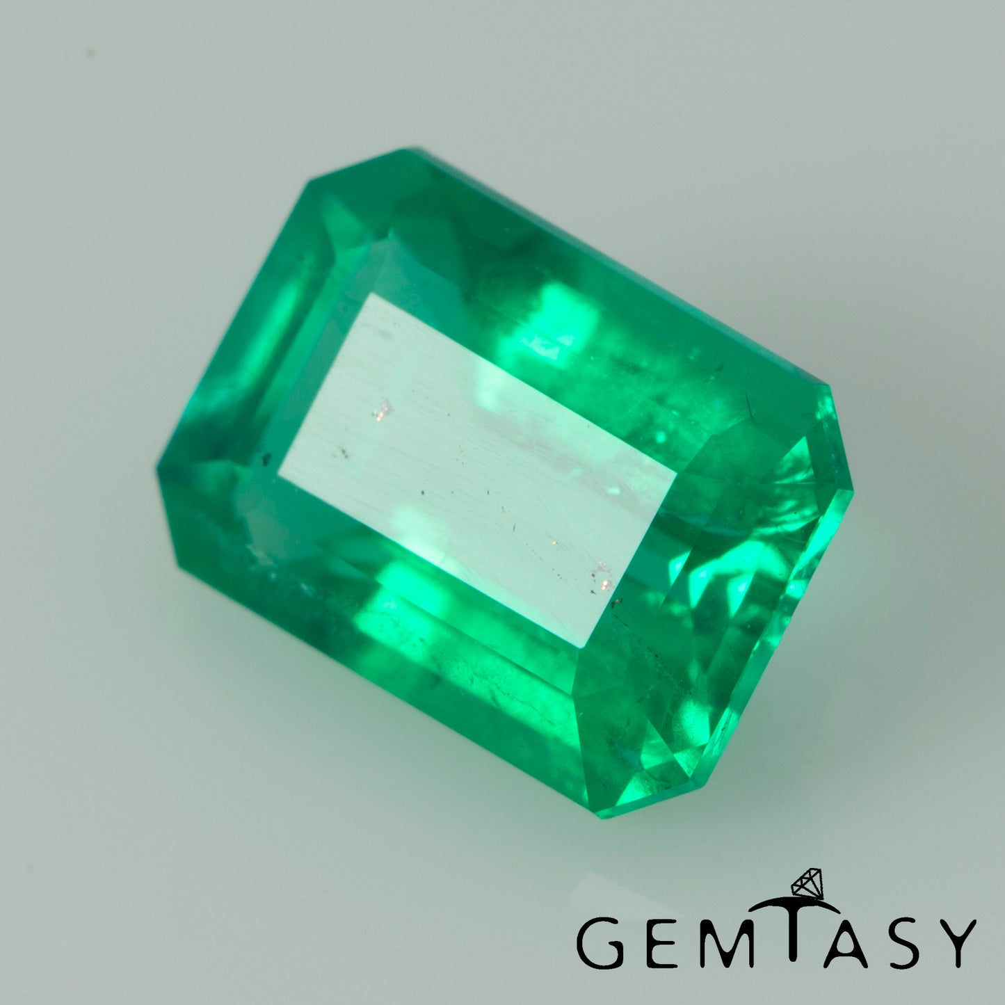 Cut stone - Emerald Colombian hydrothermal lab grown, facet Octagon 7x5mm 0.83ct