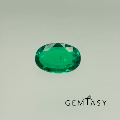 Cut stone - Emerald Colombian hydrothermal lab grown, facet Oval 12x8mm 2.90ct