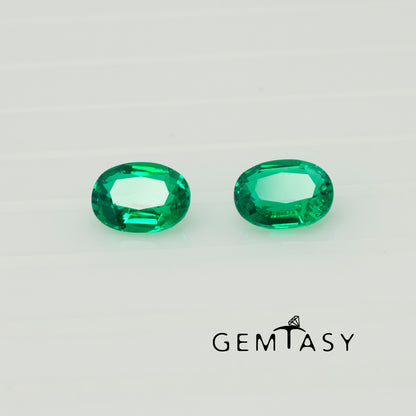 Cut stones set for earrings - Colombian hydrothermal Emeralds lab-grown Ovals 6x4mm 2pc + 7x5mm 2pc + 8x6mm 2pc