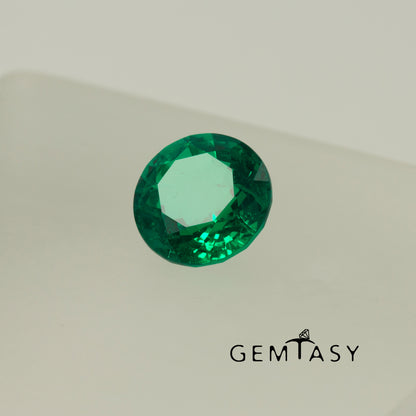 Cut stone - Emerald Colombian hydrothermal lab grown, facet Round 10mm 4.0ct