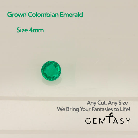 Piedra tallada - Esmeralda cultivada en laboratorio hidrotermal colombiano, facetada Redonda 4 mm 0,20-0,23ct