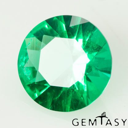 Piedra tallada - Esmeralda cultivada en laboratorio hidrotermal colombiano, facetada Redonda 7 mm 0,79-1,04 ct