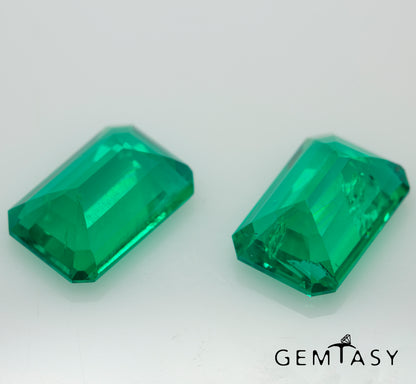 Cut stone - Emerald Colombian hydrothermal lab grown, facet Octagon 12x8mm 3.7-4.0ct