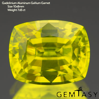 Pierre taillée - GAGG Jaune fluo Czochralski (Tiré) cultivé en laboratoire, facette Coussin 10x8mm 6,83-7,65ct