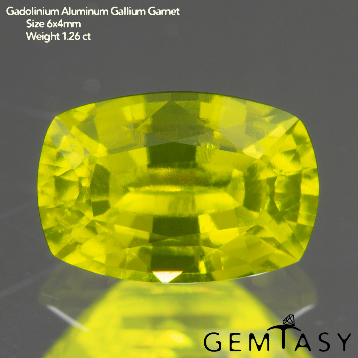 Piedra tallada - GAGG Amarillo neón Czochralski (Extraído) cultivado en laboratorio, facetado Cojín 6x4mm 1,12-1,26ct