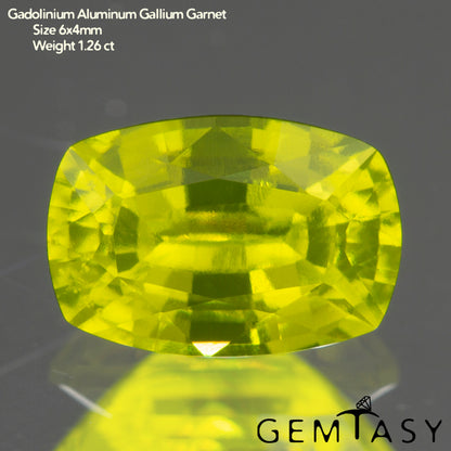 Piedra tallada - GAGG Amarillo neón Czochralski (Extraído) cultivado en laboratorio, facetado Cojín 6x4mm 1,12-1,26ct