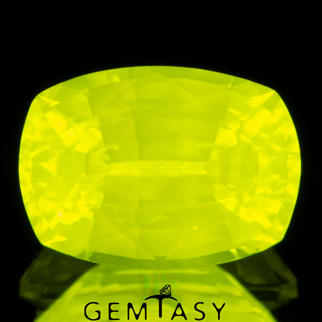 Piedra tallada - GAGG Amarillo neón Czochralski (Extraído) cultivado en laboratorio, facetado Cojín 7x5mm 1.91-2.19ct