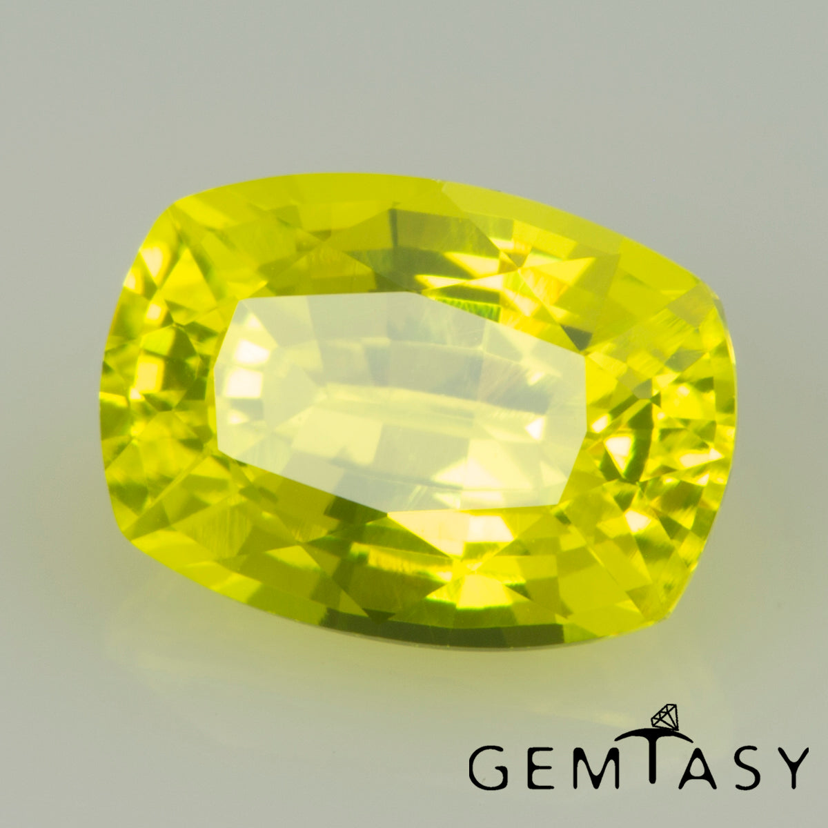 Piedra tallada - GAGG Amarillo neón Czochralski (Extraído) cultivado en laboratorio, facetado Cojín 7x5mm 1.91-2.19ct