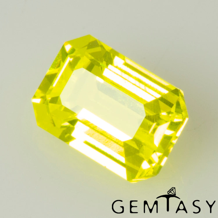 Cut stone - GAGG Yellow neon Czochralski (Pulled) lab grown, facet Octagon 6x4mm 1.18-1.31ct