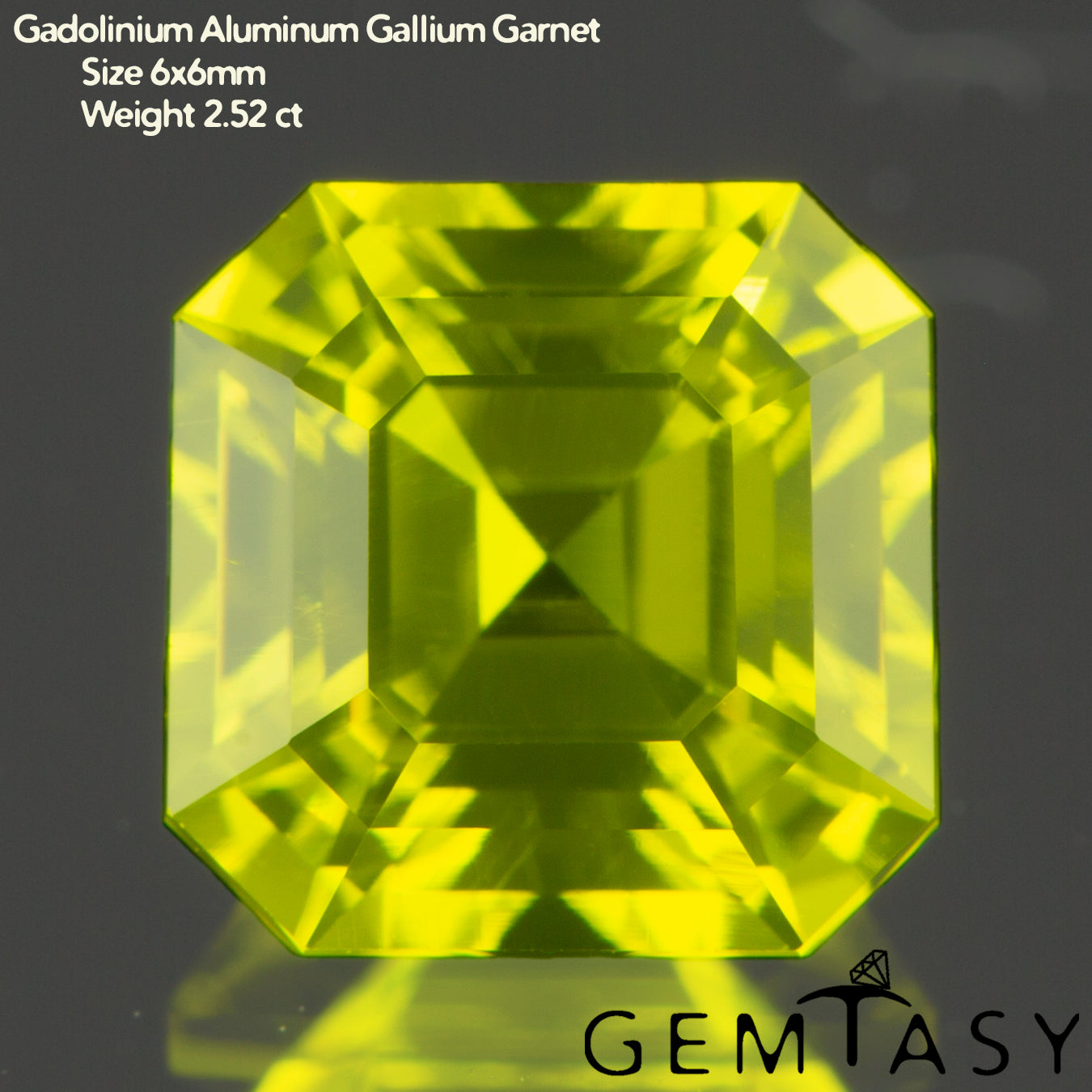 Piedra tallada - GAGG Amarillo neón Czochralski (Extraído) cultivado en laboratorio, facetado Octágono 6x6mm 2,.03-2,57 ct
