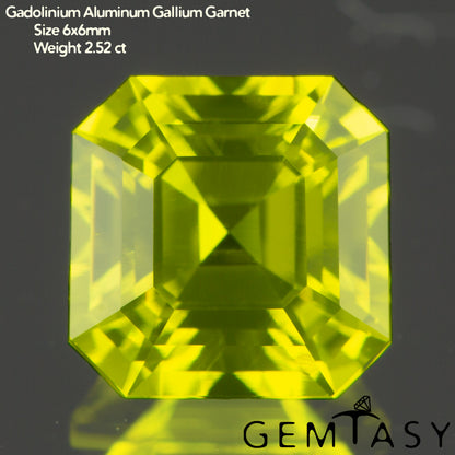 Piedra tallada - GAGG Amarillo neón Czochralski (Extraído) cultivado en laboratorio, facetado Octágono 6x6mm 2,.03-2,57 ct