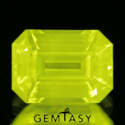 Geschliffener Stein – GAGG Neongelb, Czochralski-Verfahren (gezogen), im Labor gezüchtet, Schliff: Oktagon, 7x5mm, 2.31-2.68ct