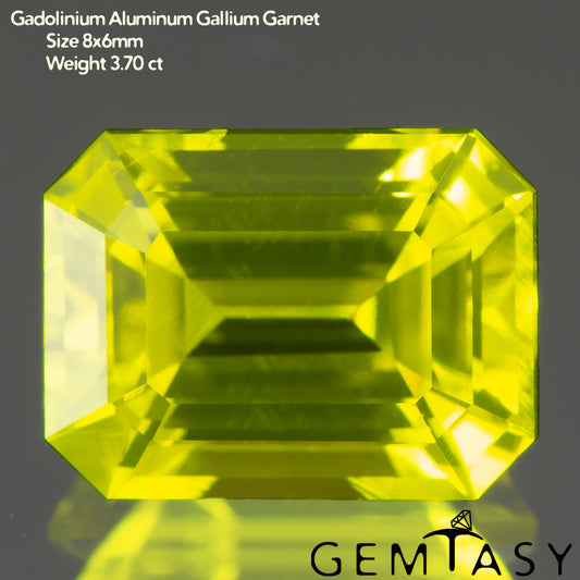 Pietra tagliata - GAGG Giallo neon coltivato in laboratorio con metodo Czochralski (tirato), taglio Ottagono 8x6mm 3.29-3.70ct