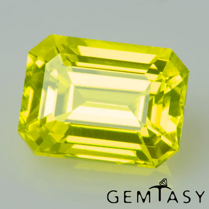 Cut stone - GAGG Yellow neon Czochralski (Pulled) lab grown, facet Octagon 8x6mm 3.29-3.70ct