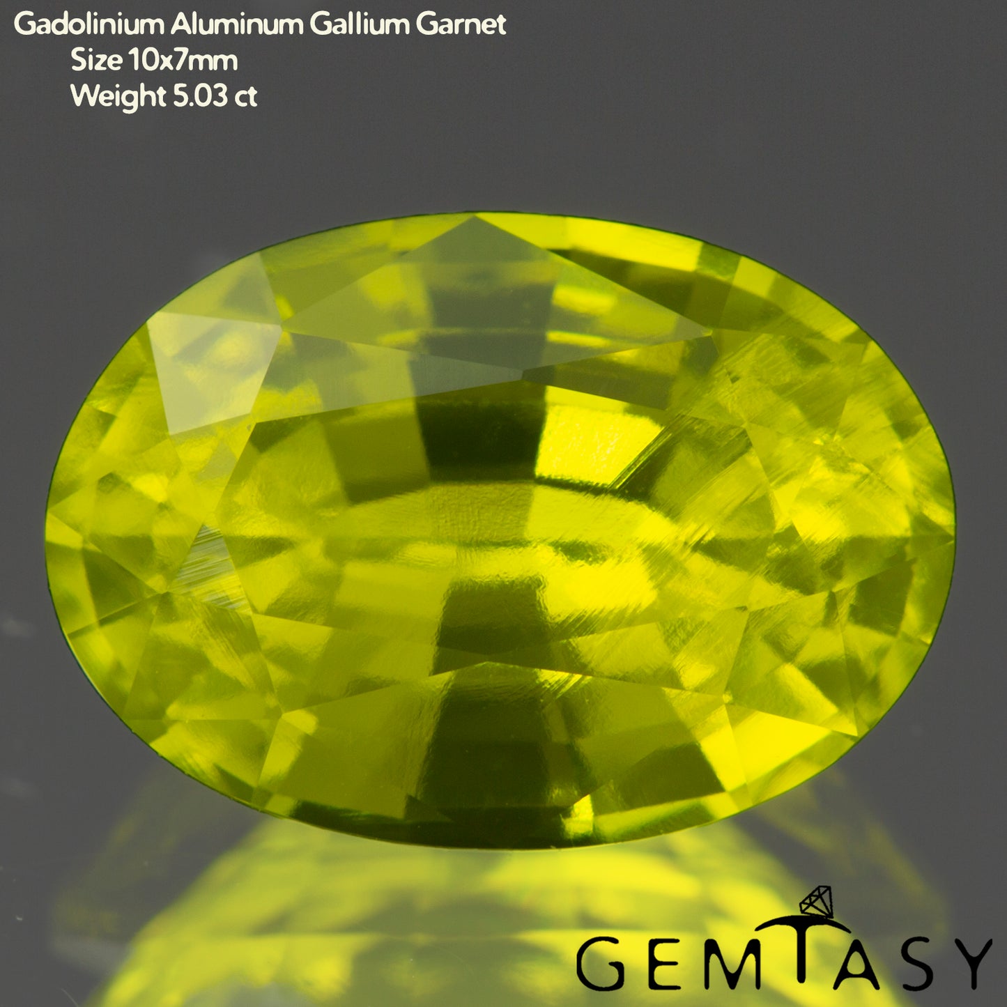 Pierre taillée - GAGG Jaune fluo Czochralski (Tiré) cultivé en laboratoire, facette Ovale 10x7mm 4,88-5,24ct