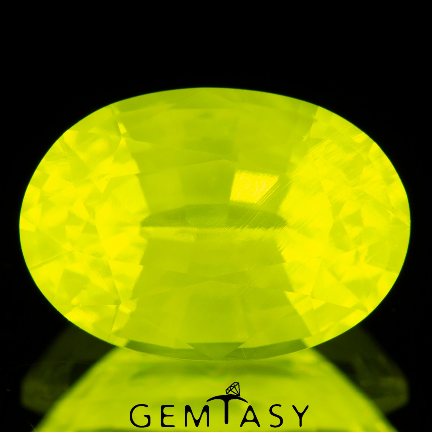 Pierre taillée - GAGG Jaune fluo Czochralski (Tiré) cultivé en laboratoire, facette Ovale 10x7mm 4,88-5,24ct