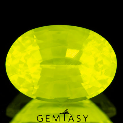 Pierre taillée - GAGG Jaune fluo Czochralski (Tiré) cultivé en laboratoire, facette Ovale 10x7mm 4,88-5,24ct