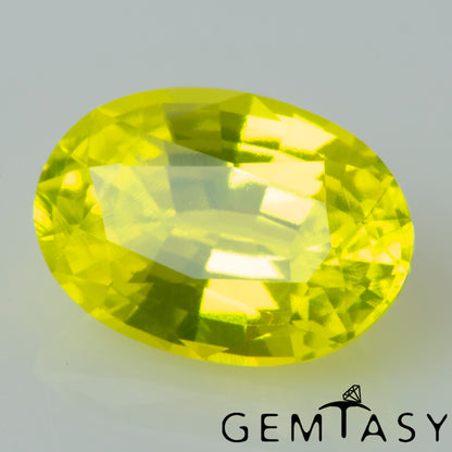 Pierre taillée - GAGG Jaune fluo Czochralski (Tiré) cultivé en laboratoire, facette Ovale 10x7mm 4,88-5,24ct