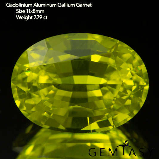 Piedra tallada - GAGG Amarillo neón Czochralski (Extraído) cultivado en laboratorio, facetado Ovalada 11x8mm 7,28-7,91ct