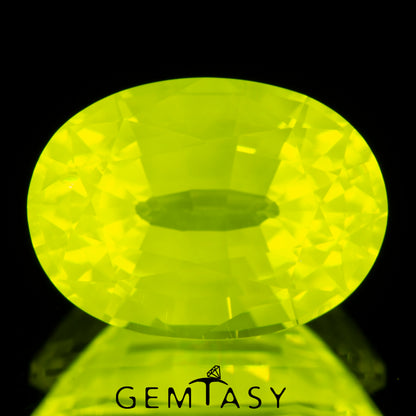 Pierre taillée - GAGG Jaune fluo Czochralski (Tiré) cultivé en laboratoire, facette Ovale 11x8mm 7,28-7,91ct