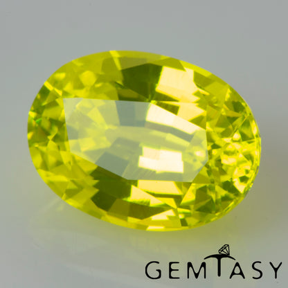 Pierre taillée - GAGG Jaune fluo Czochralski (Tiré) cultivé en laboratoire, facette Ovale 11x8mm 7,28-7,91ct