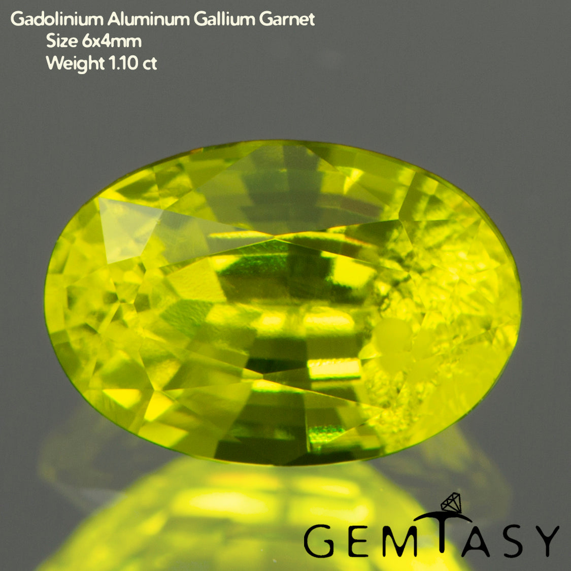 Piedra tallada - GAGG Amarillo neón Czochralski (Extraído) cultivado en laboratorio, facetado Ovalada 6x4mm 1,02-1,21ct
