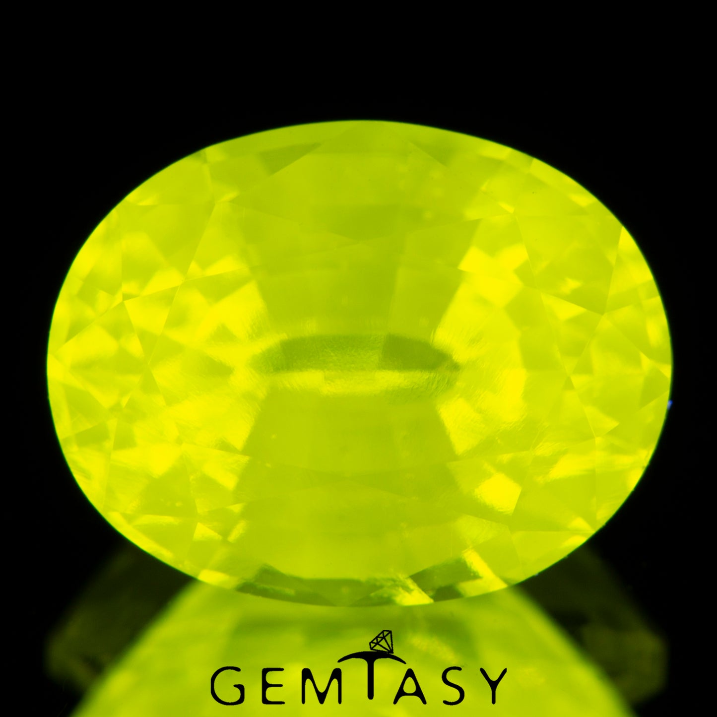 Pierre taillée - GAGG Jaune fluo Czochralski (Tiré) cultivé en laboratoire, facette Ovale 9x7mm 4,62-4,93ct