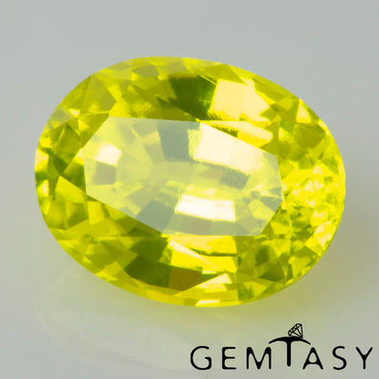 Pierre taillée - GAGG Jaune fluo Czochralski (Tiré) cultivé en laboratoire, facette Ovale 9x7mm 4,62-4,93ct
