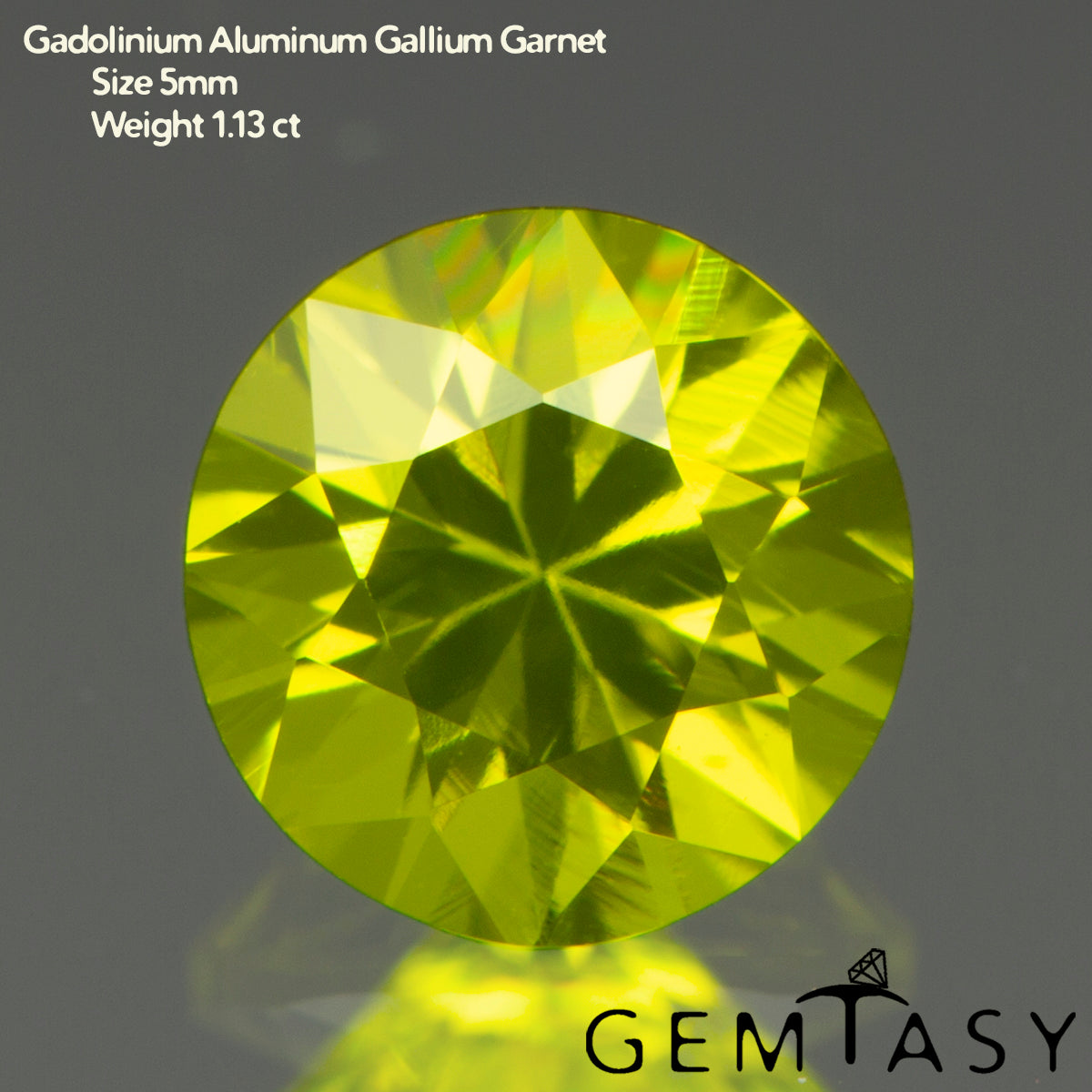 Pierre taillée - GAGG Jaune fluo Czochralski (Tiré) cultivé en laboratoire, facette Rond 5mm 0,91-1,08ct