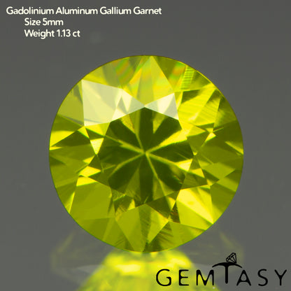 Pierre taillée - GAGG Jaune fluo Czochralski (Tiré) cultivé en laboratoire, facette Rond 5mm 0,91-1,08ct