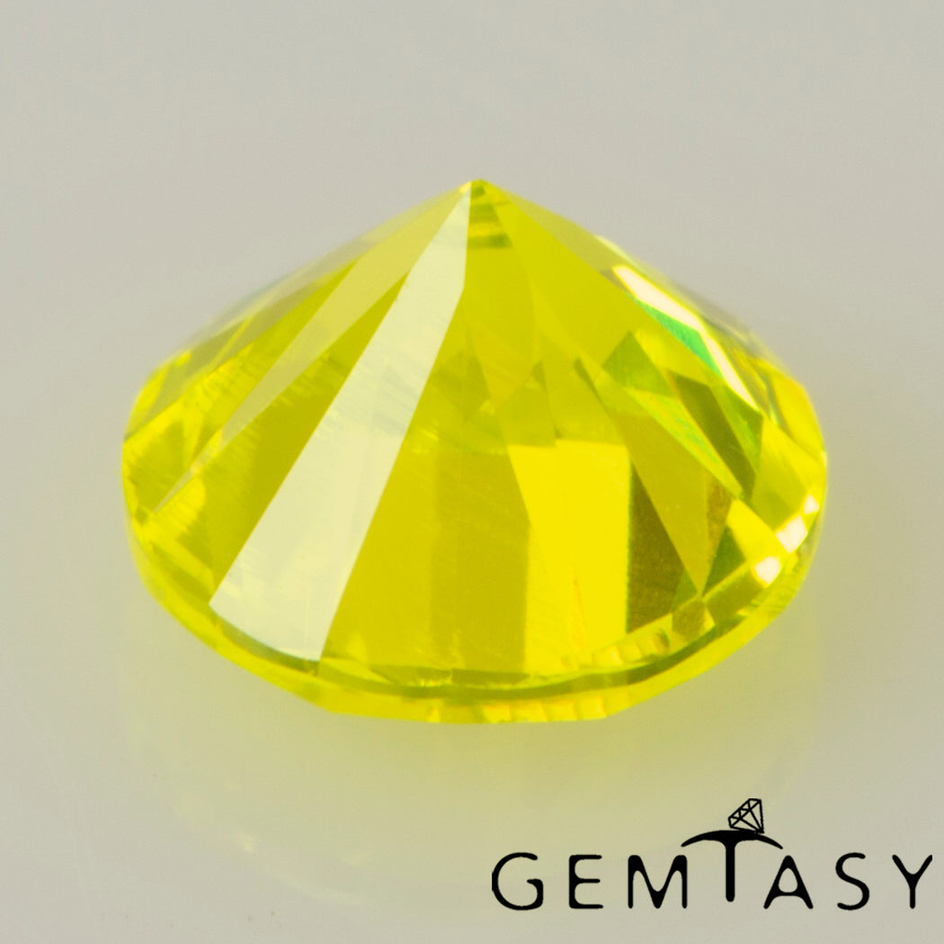 Pierre taillée - GAGG Jaune fluo Czochralski (Tiré) cultivé en laboratoire, facette Rond 5mm 0,91-1,08ct