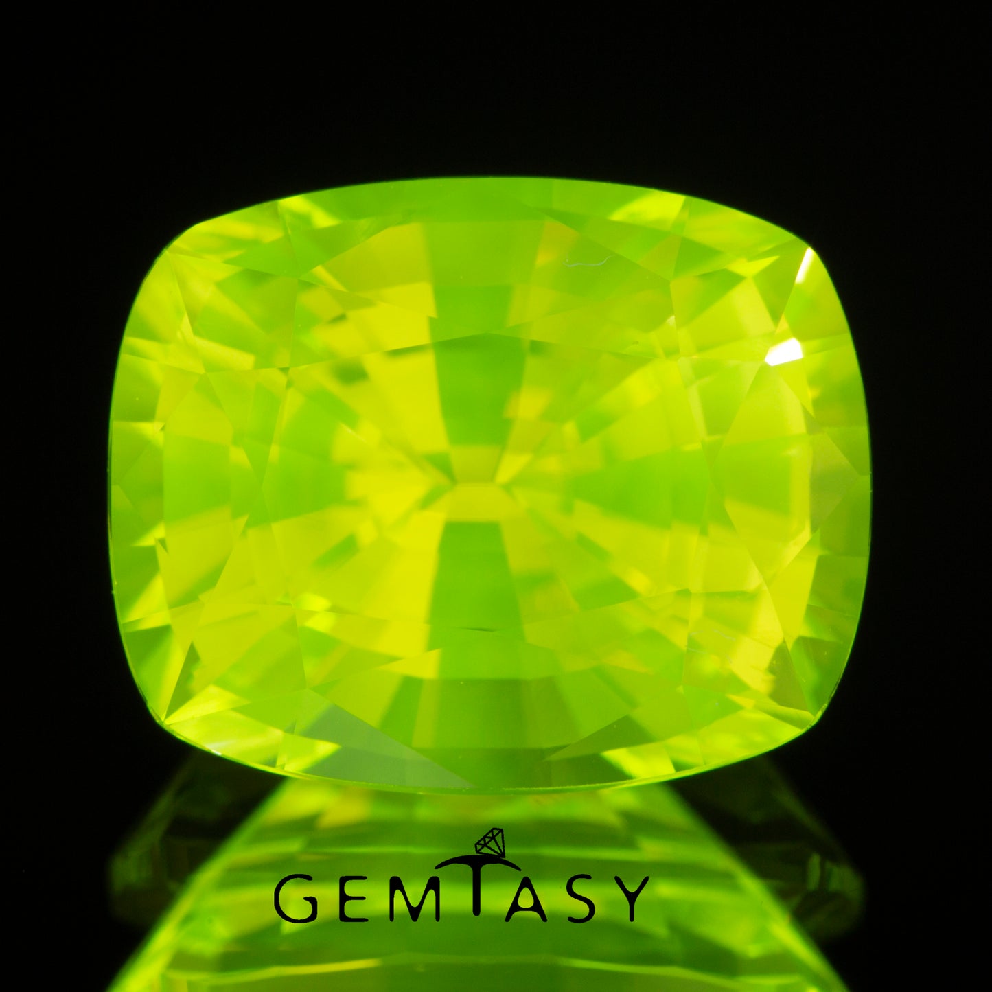 Cut stone - LuAG Yellow neon Czochralski (Pulled) lab grown, facet Cushion 10x8mm 6.88-7.04ct