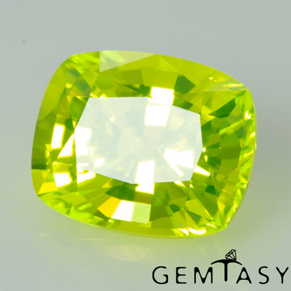 Cut stone - LuAG Yellow neon Czochralski (Pulled) lab grown, facet Cushion 10x8mm 6.88-7.04ct