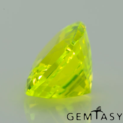 Cut stone - LuAG Yellow neon Czochralski (Pulled) lab grown, facet Cushion 10x8mm 6.88-7.04ct