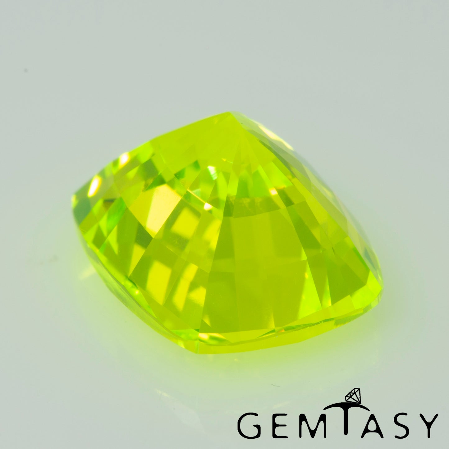 Cut stone - LuAG Yellow neon Czochralski (Pulled) lab grown, facet Cushion 10x8mm 6.88-7.04ct