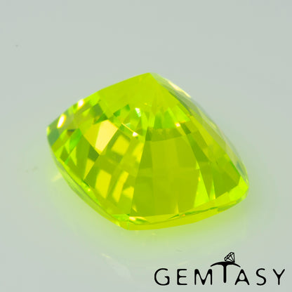 Cut stone - LuAG Yellow neon Czochralski (Pulled) lab grown, facet Cushion 10x8mm 6.88-7.04ct