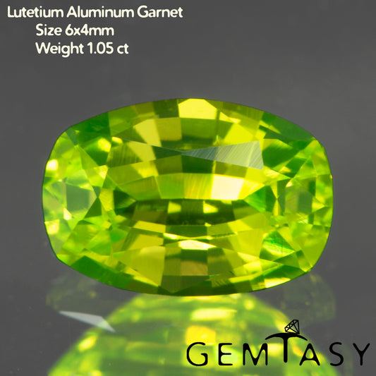Piedra tallada - LuAG Amarillo neón Czochralski (Extraído) cultivado en laboratorio, facetado Cojín 6x4mm 1,05-1,21 ct