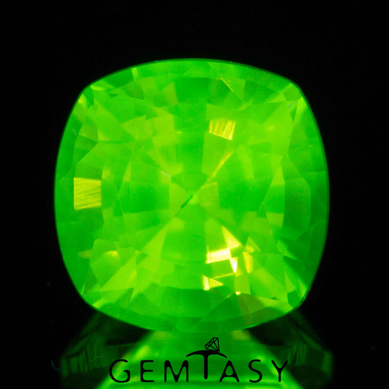 Cut stone - LuAG Yellow neon Czochralski (Pulled) lab grown, facet Cushion 6x6mm 1.98-2.42ct