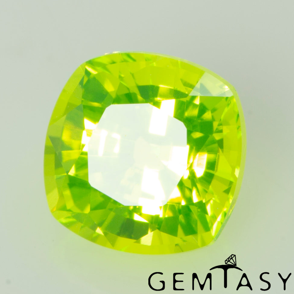 Cut stone - LuAG Yellow neon Czochralski (Pulled) lab grown, facet Cushion 6x6mm 1.98-2.42ct