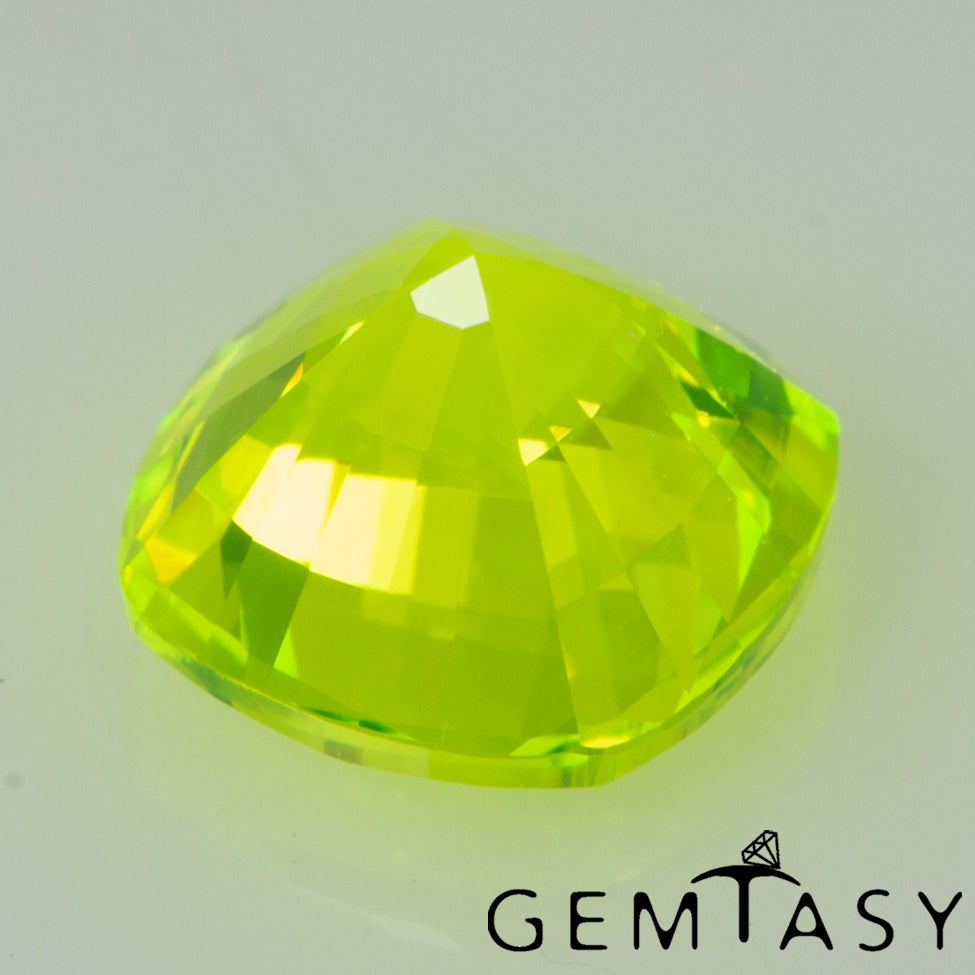 Cut stone - LuAG Yellow neon Czochralski (Pulled) lab grown, facet Cushion 6x6mm 1.98-2.42ct
