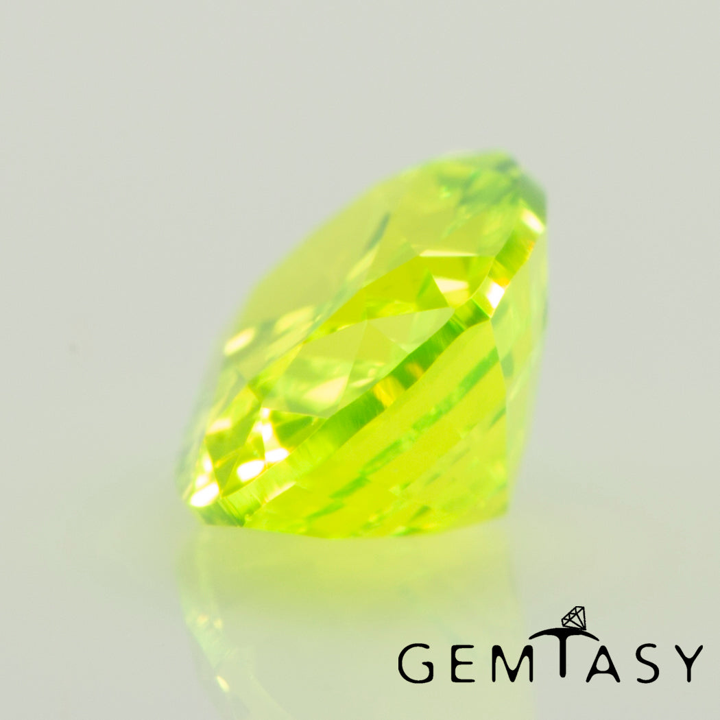 Cut stone - LuAG Yellow neon Czochralski (Pulled) lab grown, facet Cushion 7x5mm 1.74-1.92ct