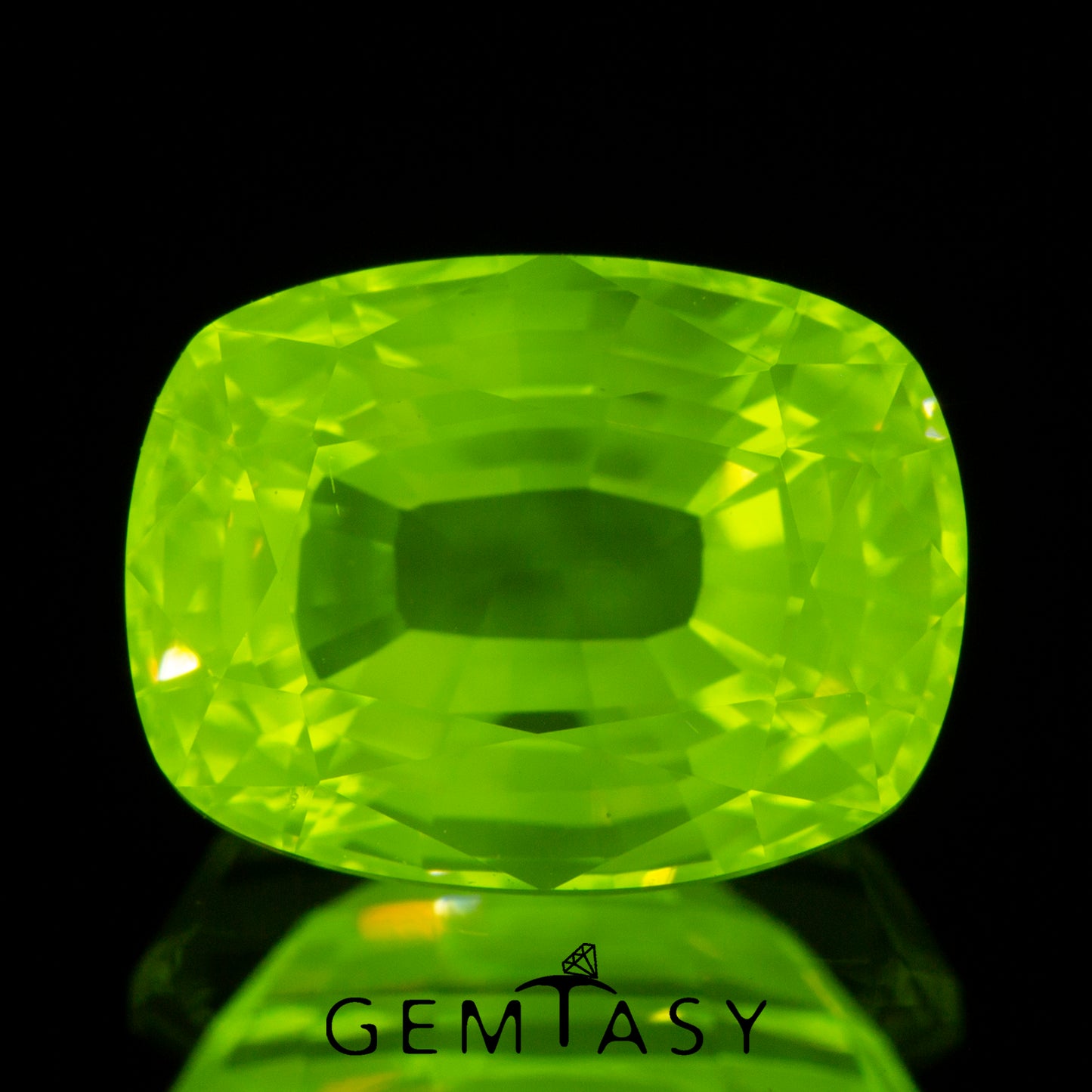 Cut stone - LuAG Yellow neon Czochralski (Pulled) lab grown, facet Cushion 8x6mm 3.34-3.62ct