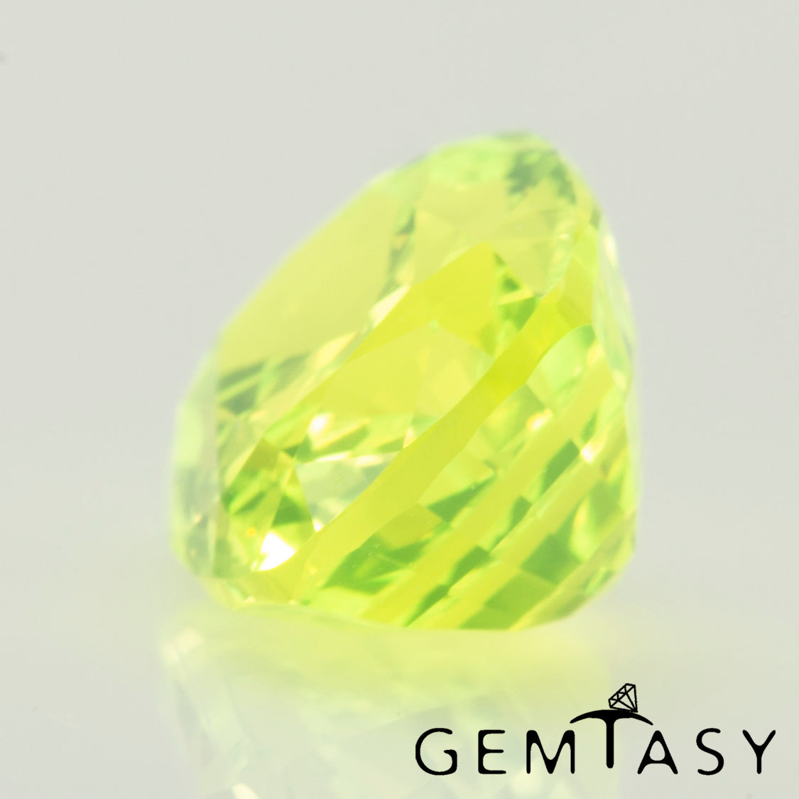 Cut stone - LuAG Yellow neon Czochralski (Pulled) lab grown, facet Cushion 8x6mm 3.34-3.62ct